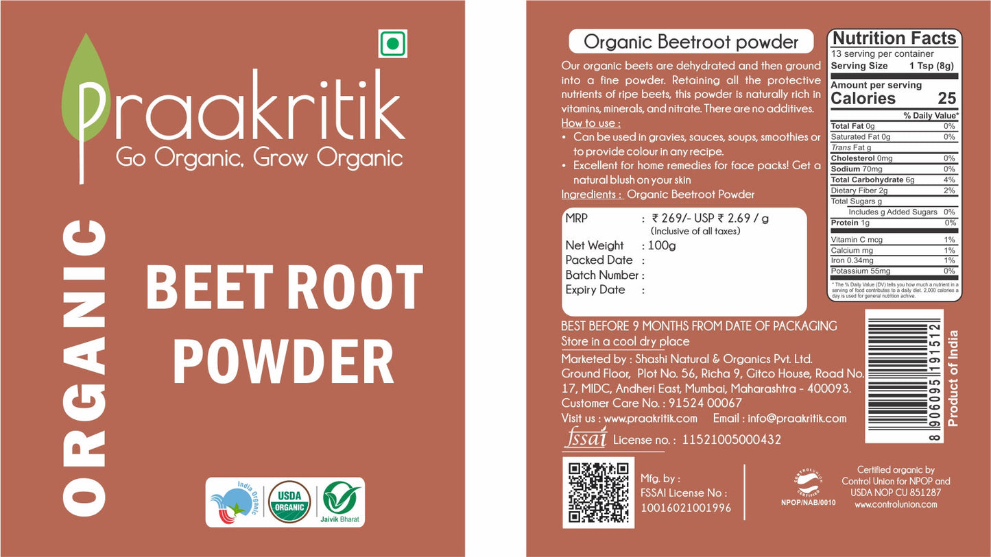 Praakritik Organic Beet Root Powder