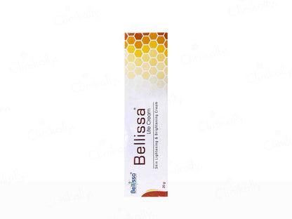 Bellissa skin lightening cream tube on a white background
