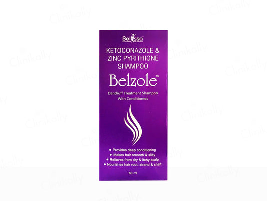 Purple shampoo box labeled 'Belzole' on a white background