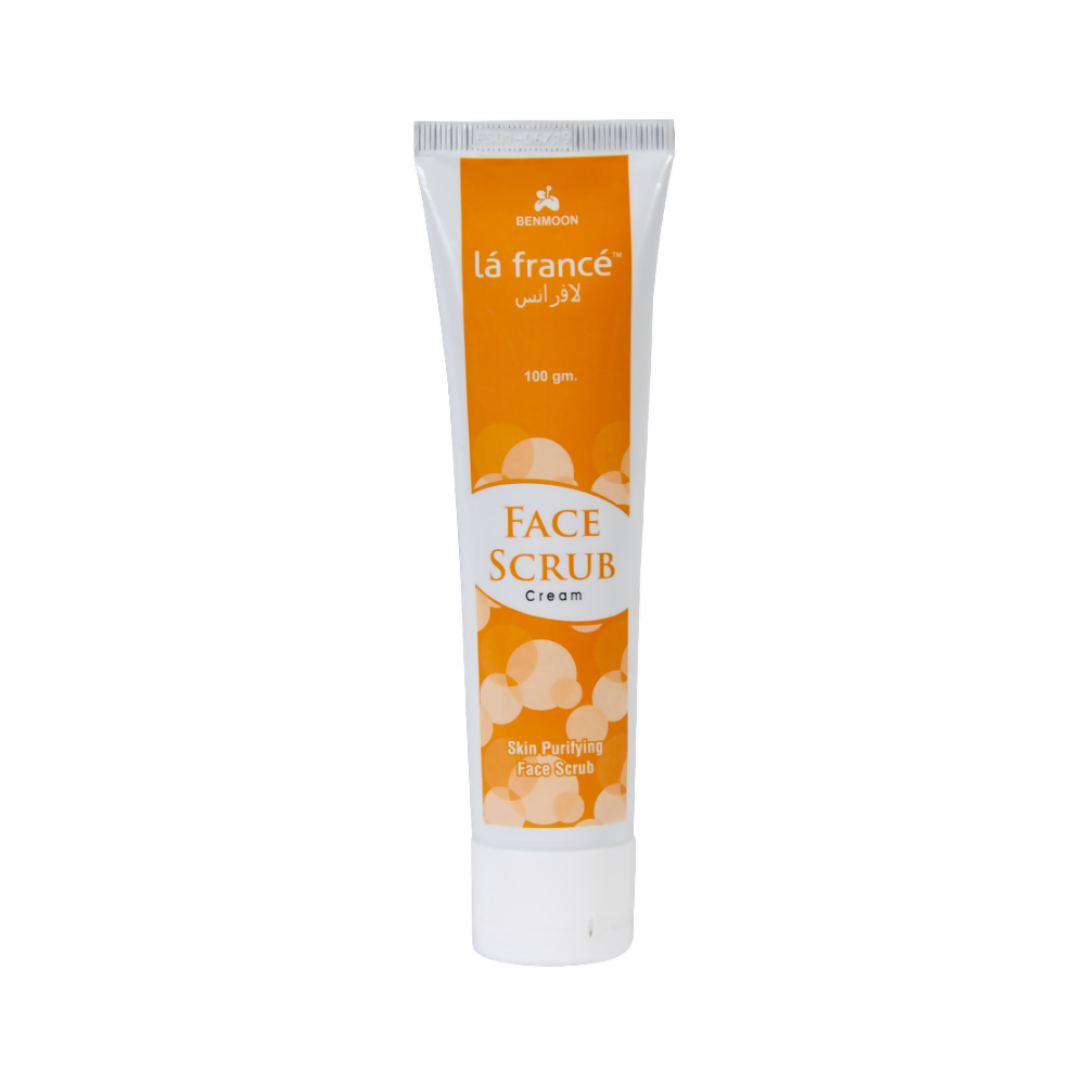 Tube of La France Face Scrub Cream on a white background