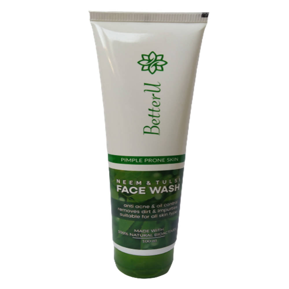 Tube of BetterU Neem & Tulsi Face Wash on a white background
