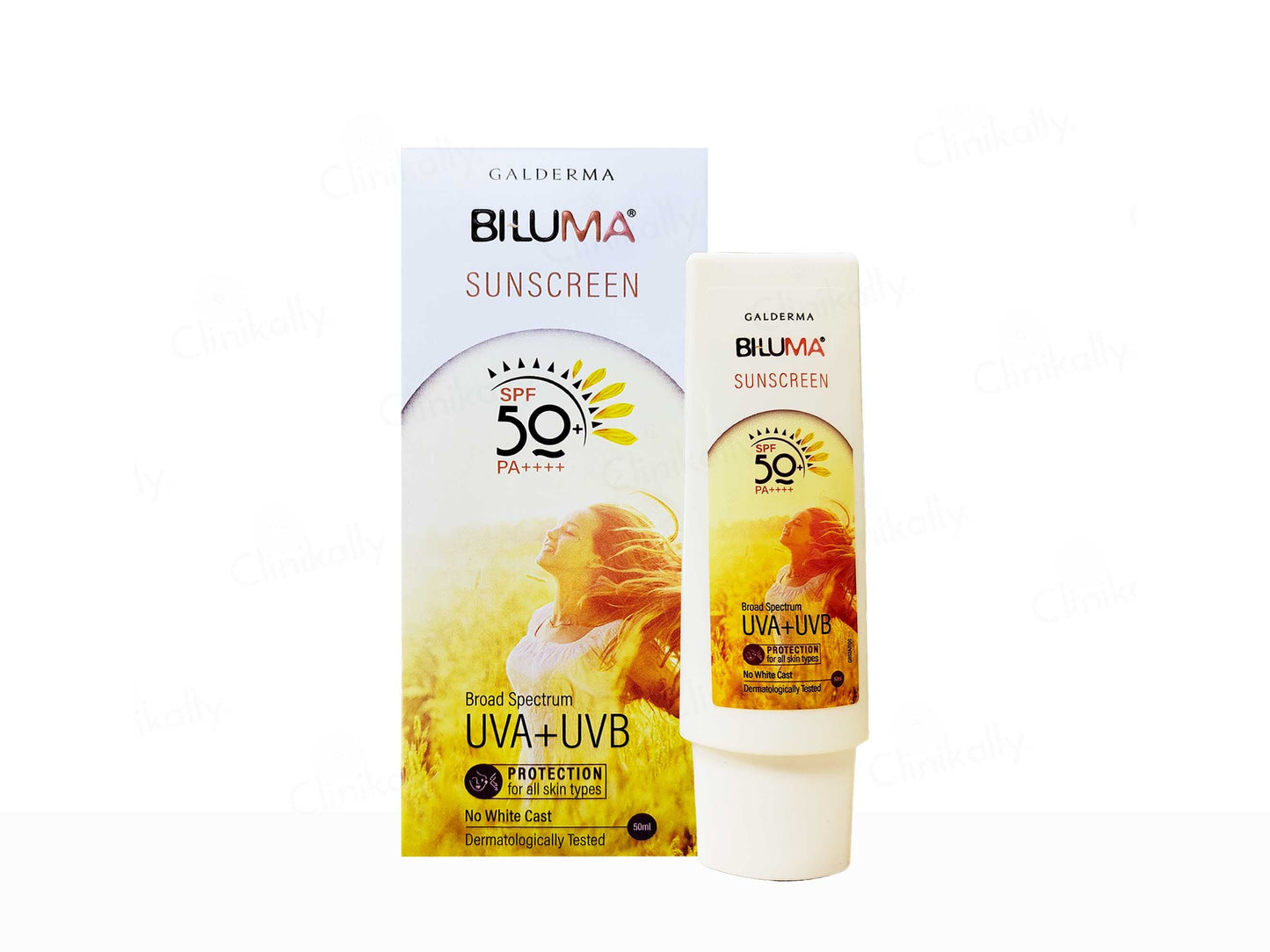 Bluma Sunscreen packaging and bottle on a white background