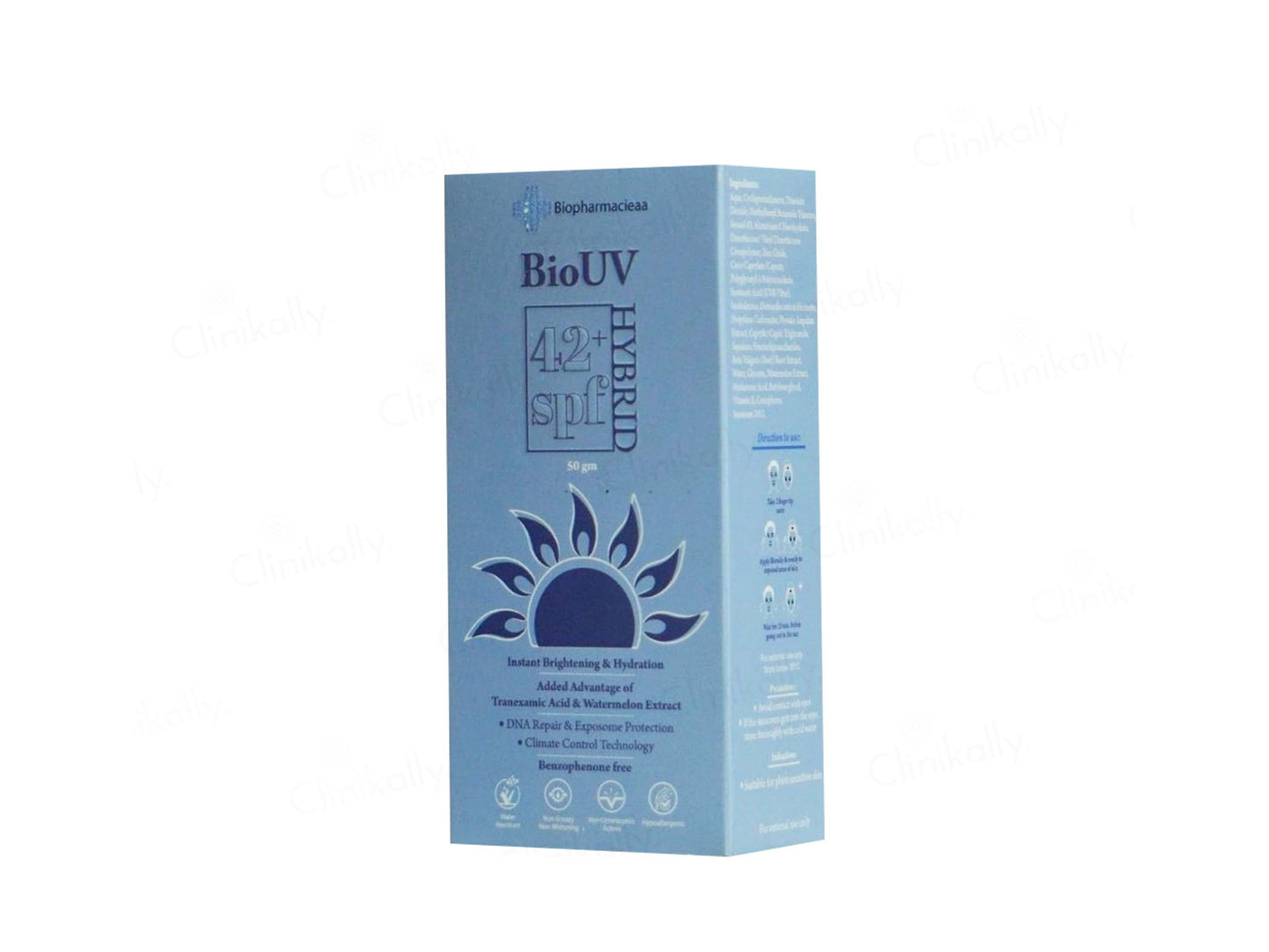 Blue box of BioUV product on a white background