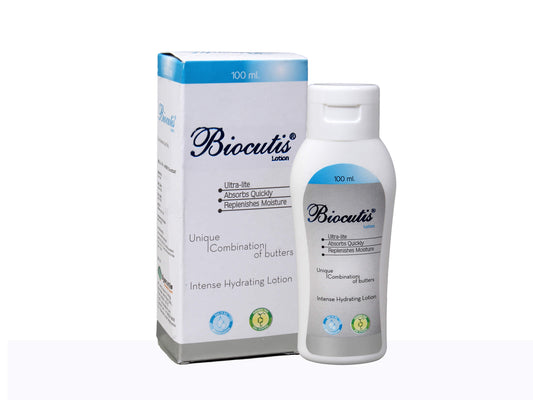 Biocutis lotion bottle and packaging on a white background