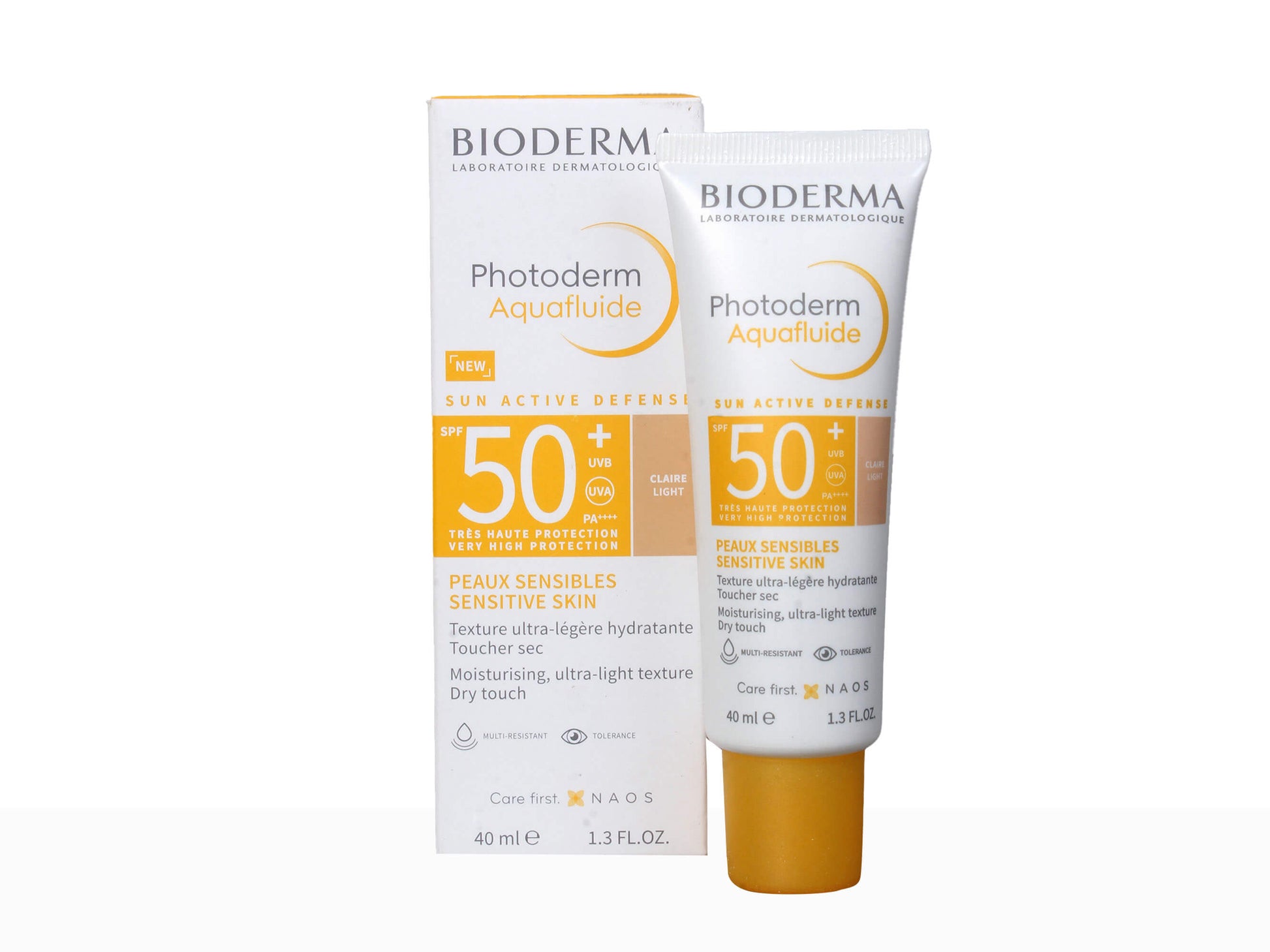 Bioderma Photoderm Aquadtro sunscreen tube and packaging on a white background