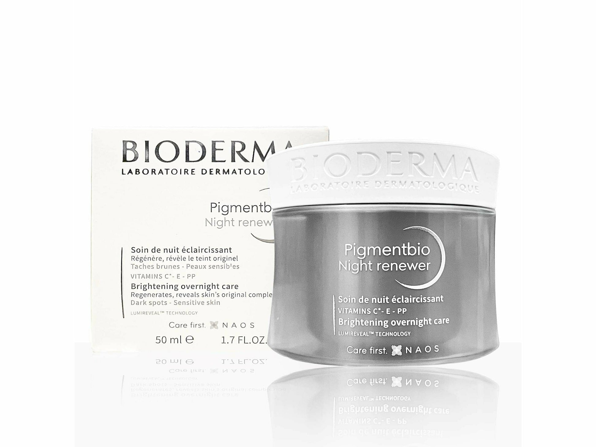 Bioderma Pigmentbio Night Renewer cream and packaging on a white background
