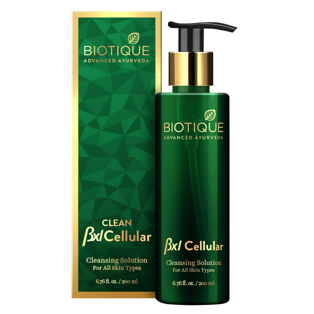 Biotique Bxl Cellular Cleansing Solution bottle and packaging on a white background