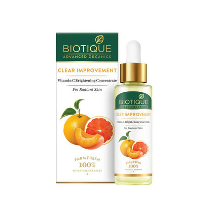 Biotique Vitamin C Brightening Concentrate bottle and packaging on a white background