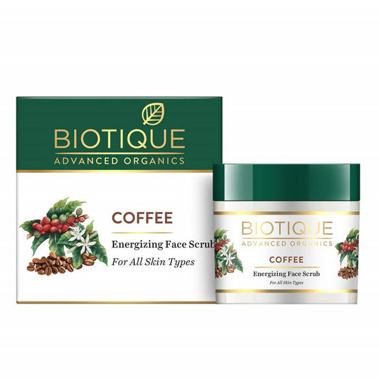 Biotique Coffee Energizing Face Scrub packaging on a white background
