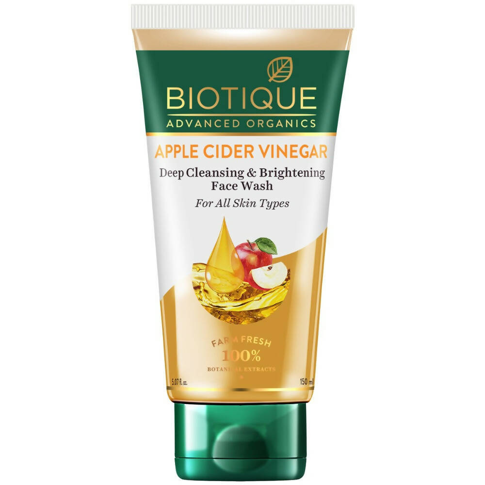 Biotique Apple Cider Vinegar face wash tube on a white background