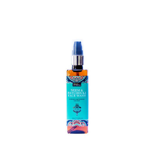 Neem and Patchouli Face Wash bottle with colorful label on a white background