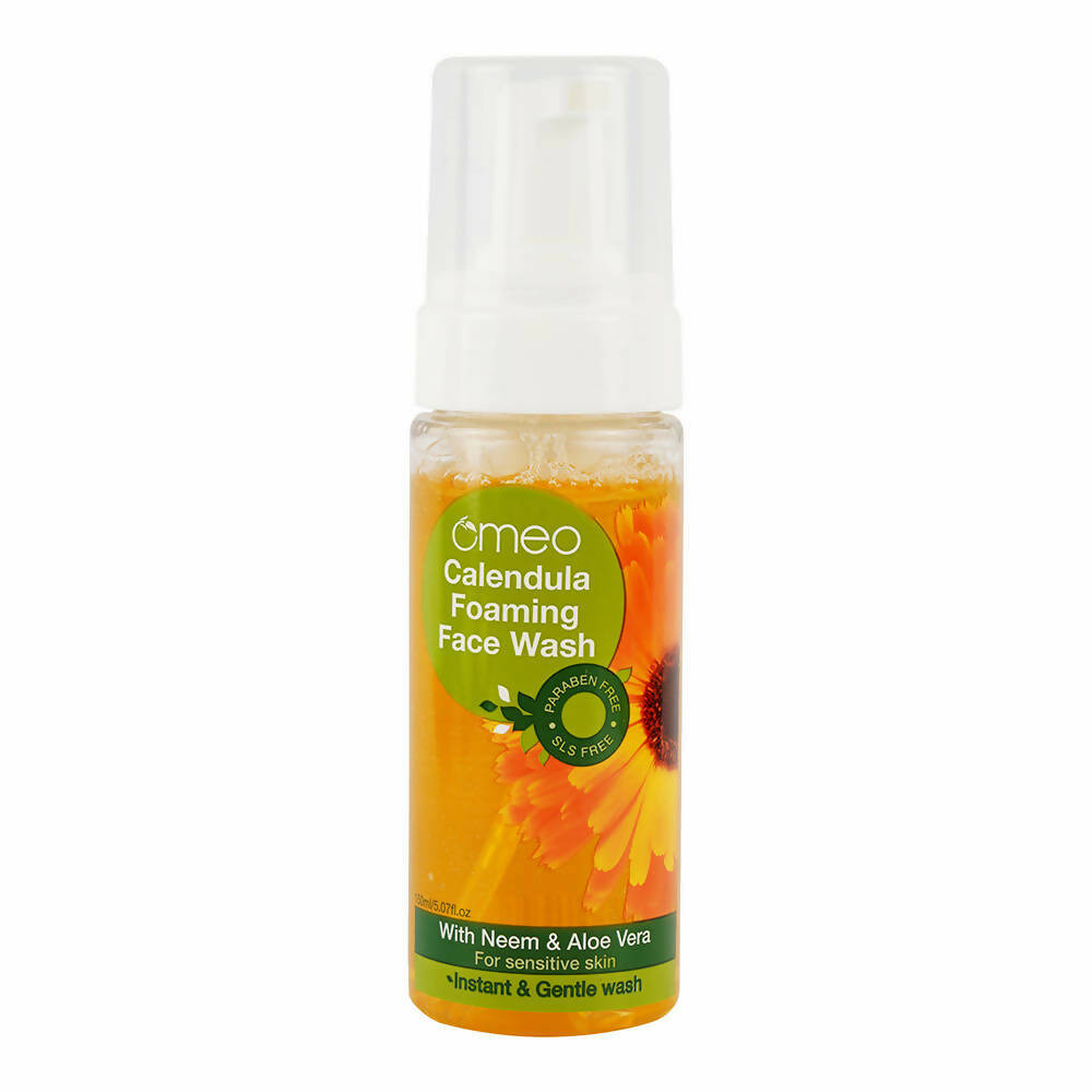 Omeo Calendula Foaming Face Wash bottle on a white background