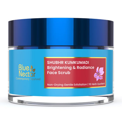Blue Nectar Shubhr Kumkumadi face scrub jar on a white background