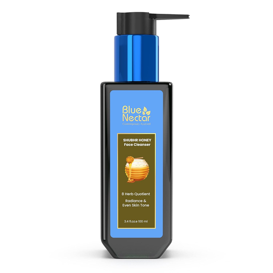 Blue Nectar Shushir Honey Face Cleanser bottle on a white background
