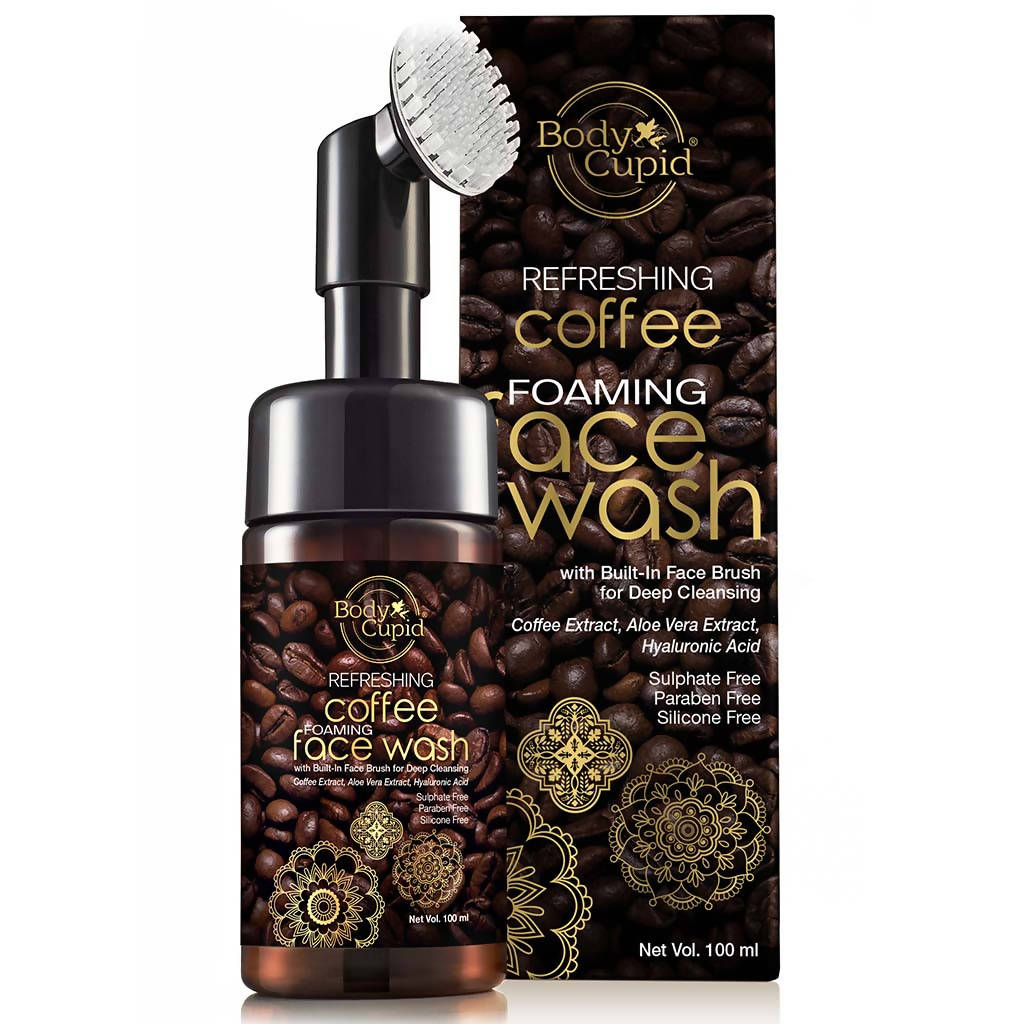 Body Cupid Coffee Foaming Face Wash with packaging on a white background