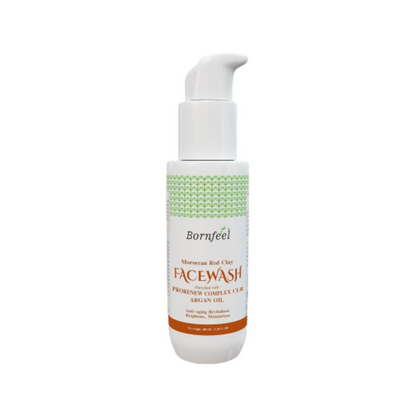 Bornfeel Facewash bottle on a white background