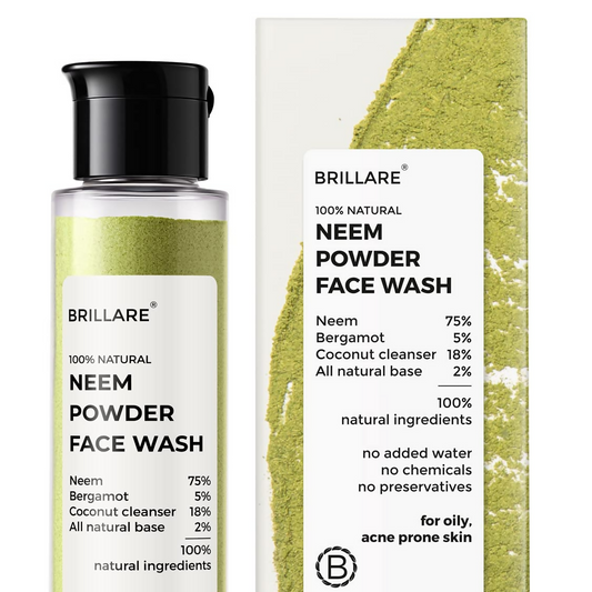 Brillare Neem Powder Face Wash bottle and packaging on a white background