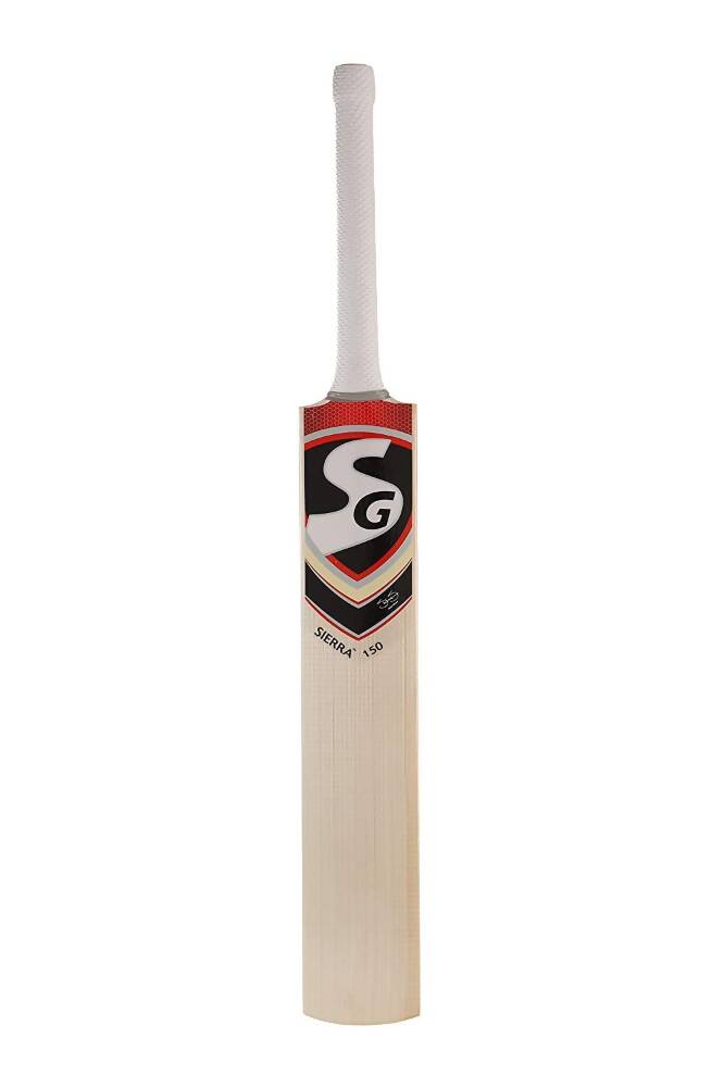 Cricket bat with a brand logo on a white background