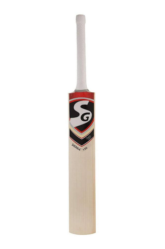 Cricket bat with a brand logo on a white background