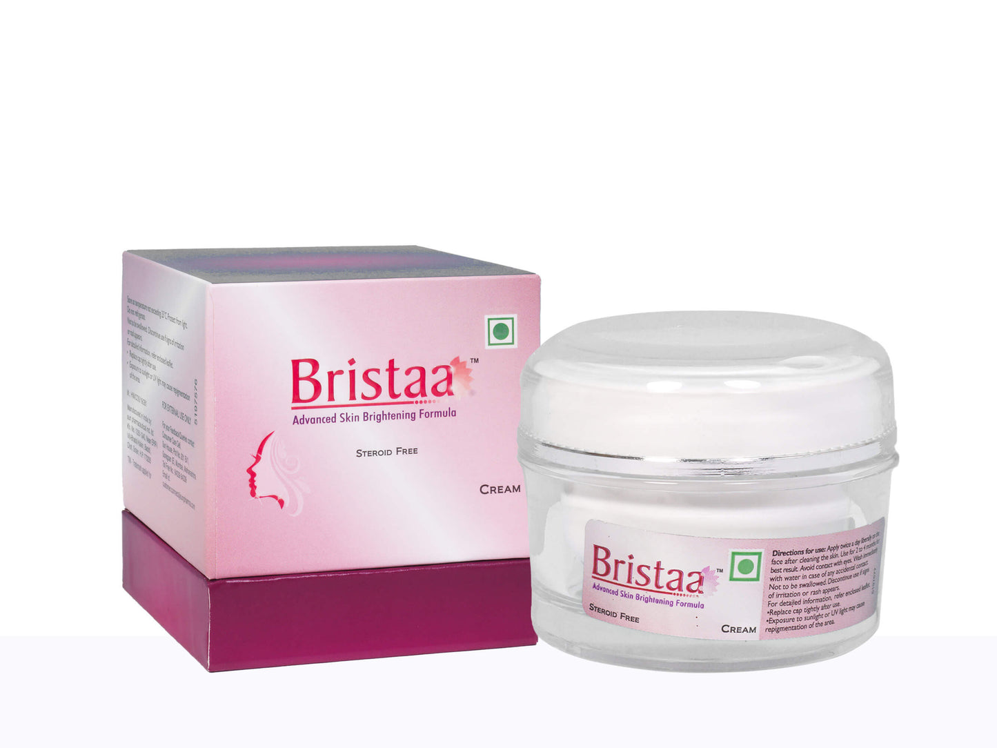 Bristaa cream jar and box on a white background