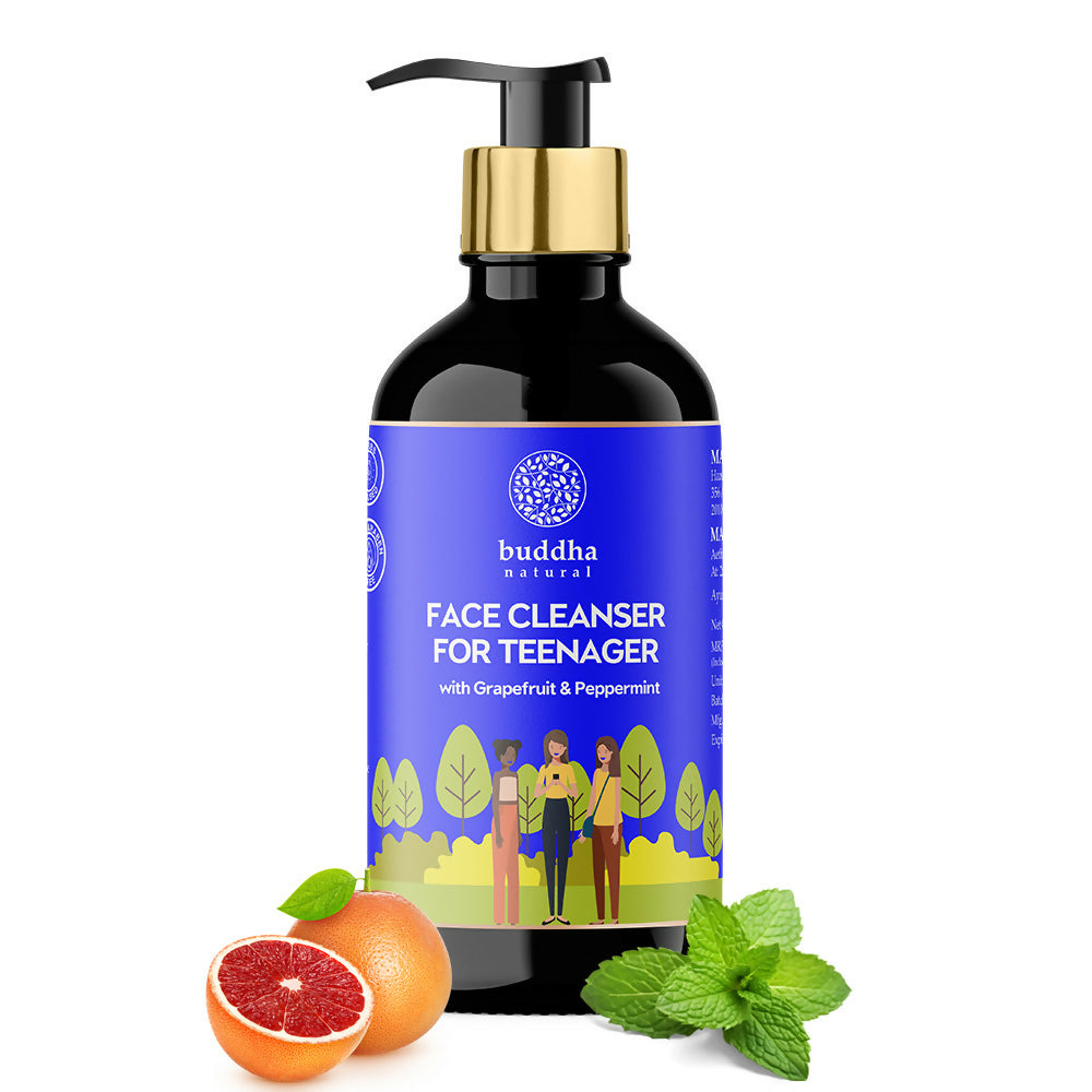 Buddha Naturals face cleanser for teenagers with grapefruit and peppermint on a white background