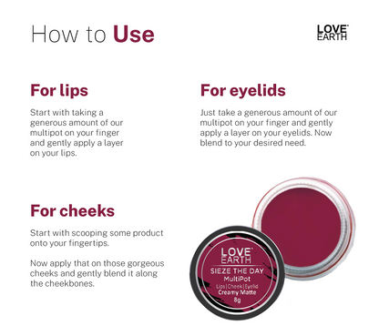 Love Earth Lip Tint & Cheek Tint Multipot Combo Raspberry Pink & Caramel Brown