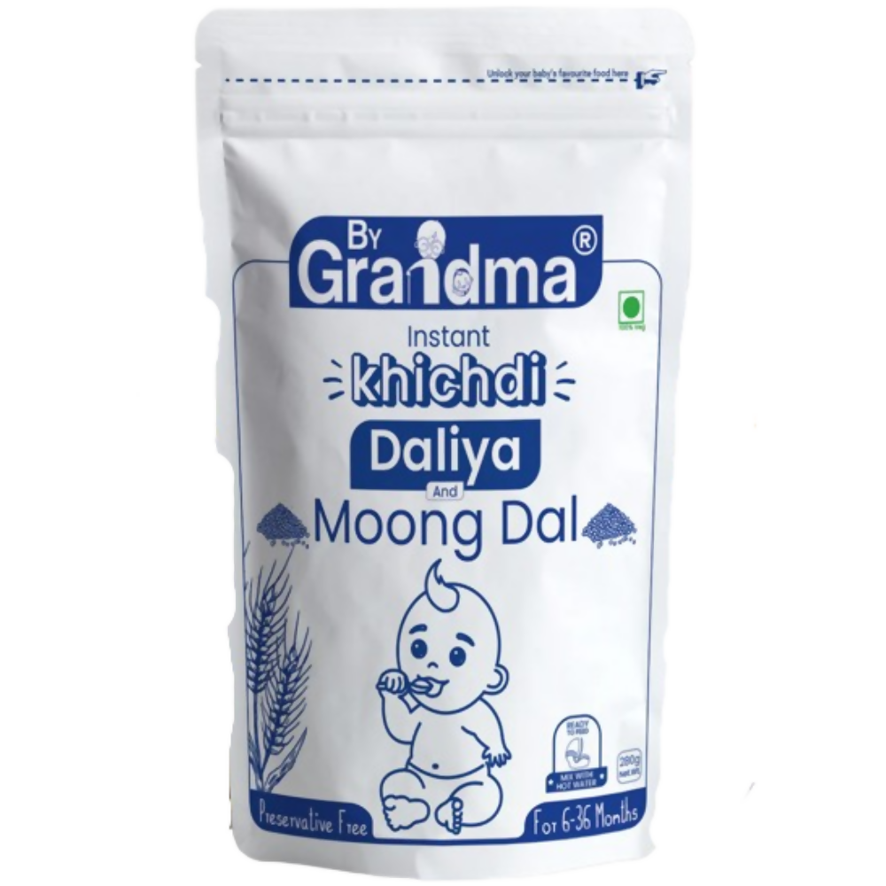 Package of 'By Grandma' Instant Khichdi Daliya and Moong Dal on a white background