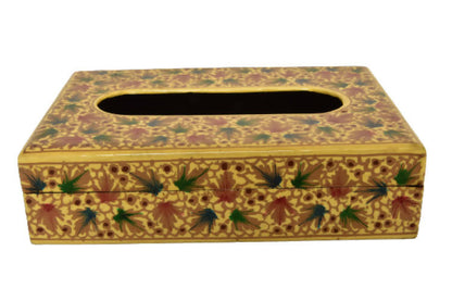 Nizalia Chinar Leaf Embossed Cream Paper Mache Tissue Paper Holder - Limited Time Offer