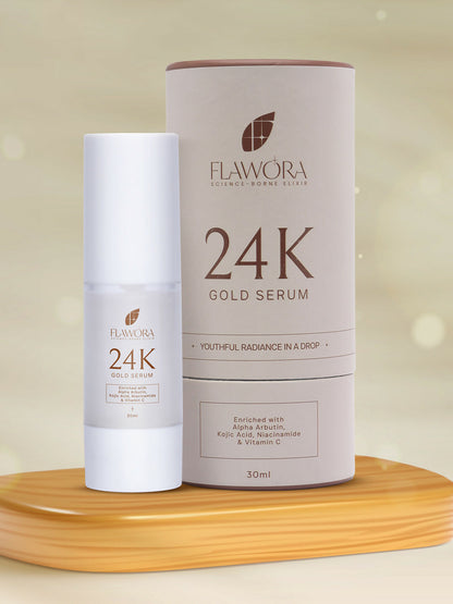 Flawora 24k Gold Face Serum For Brightening & Anti-Aging Skin & D-Tan Lotion For Pigmentation Tan Removal 
