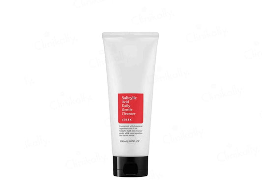 Tube of cleanser with a red label on a white background