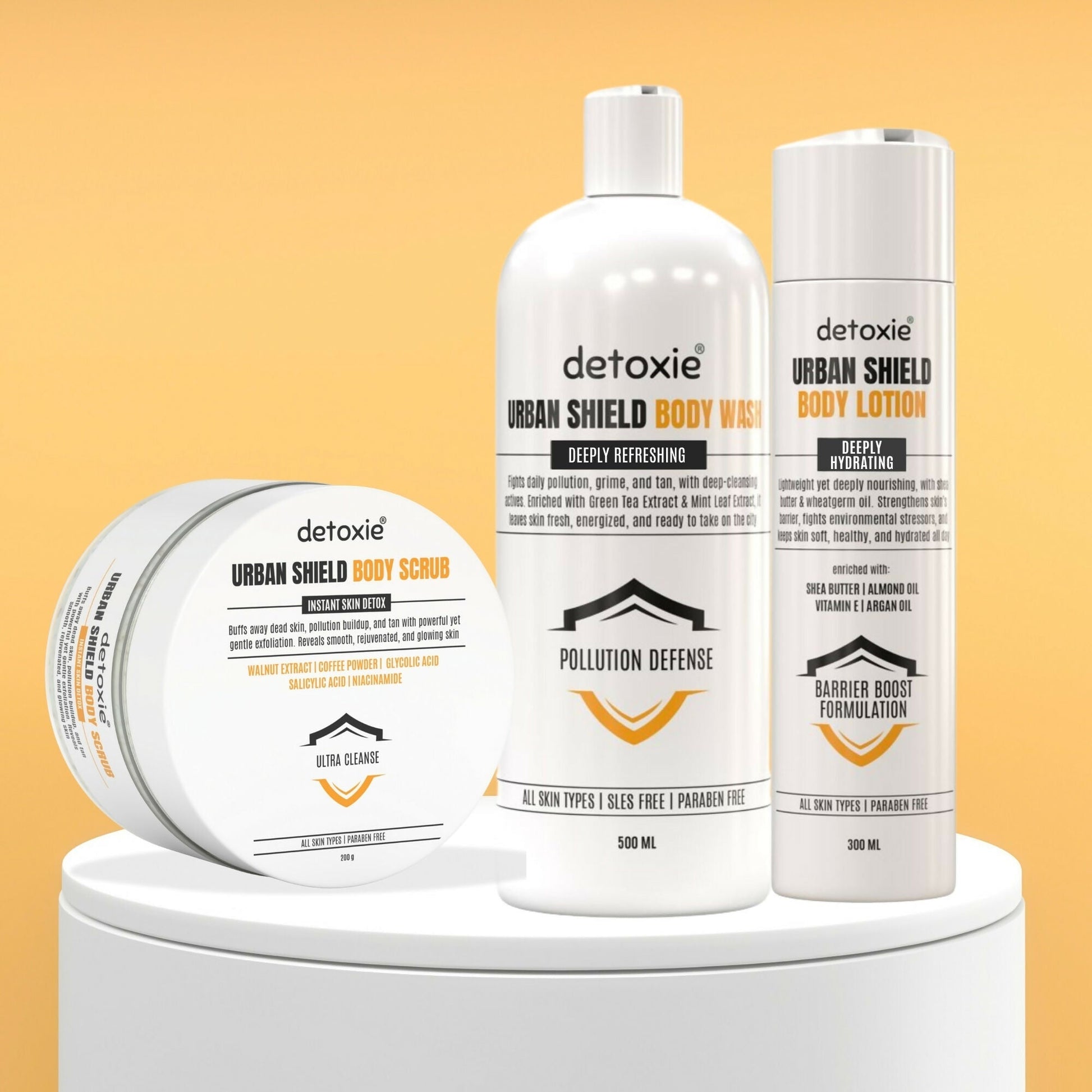 Detoxie Body Wash Lotion & Scrub Combo - Urban Shiled