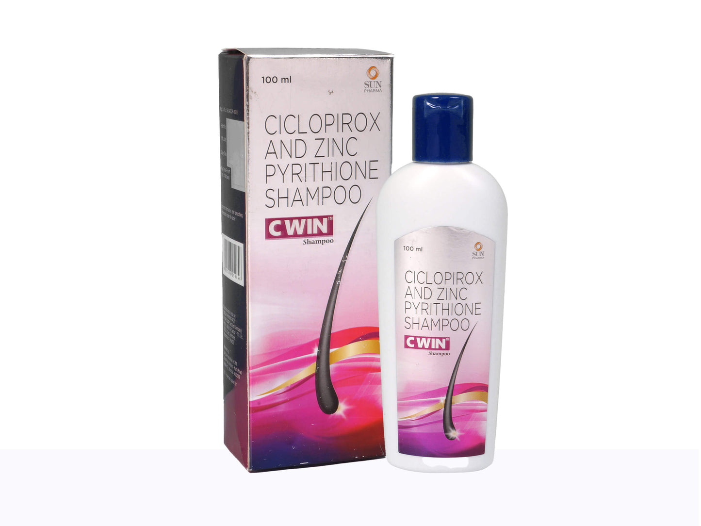 CWIN Ciclopirox and Zinc Pyrithione Shampoo bottle and packaging on a white background