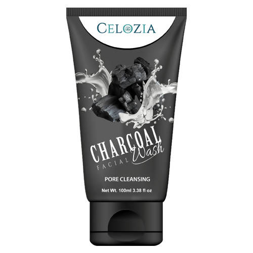 Tube of Charcoal Facial Wash with Celozia branding on a white background