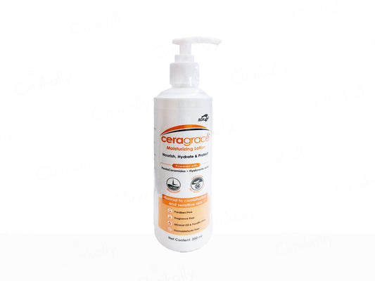 Ceragrace lotion bottle on a white background