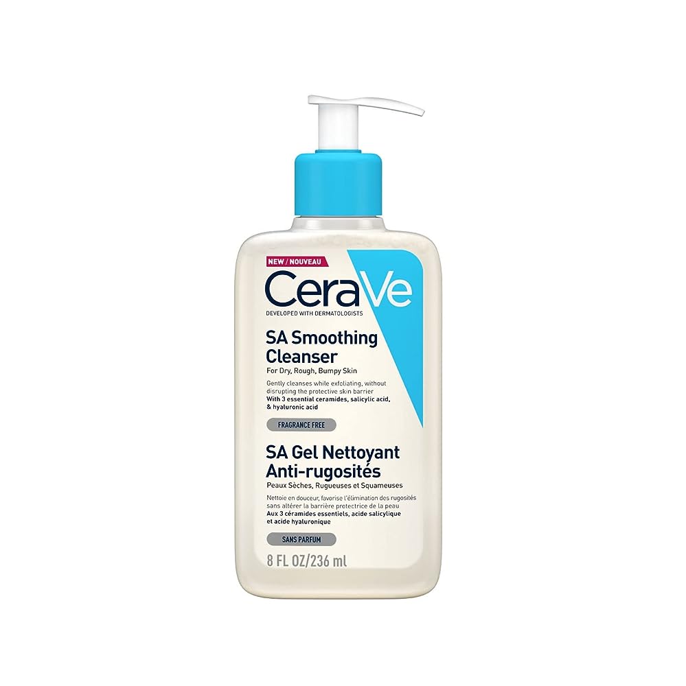 CeraVe SA Smoothing Cleanser bottle on a white background