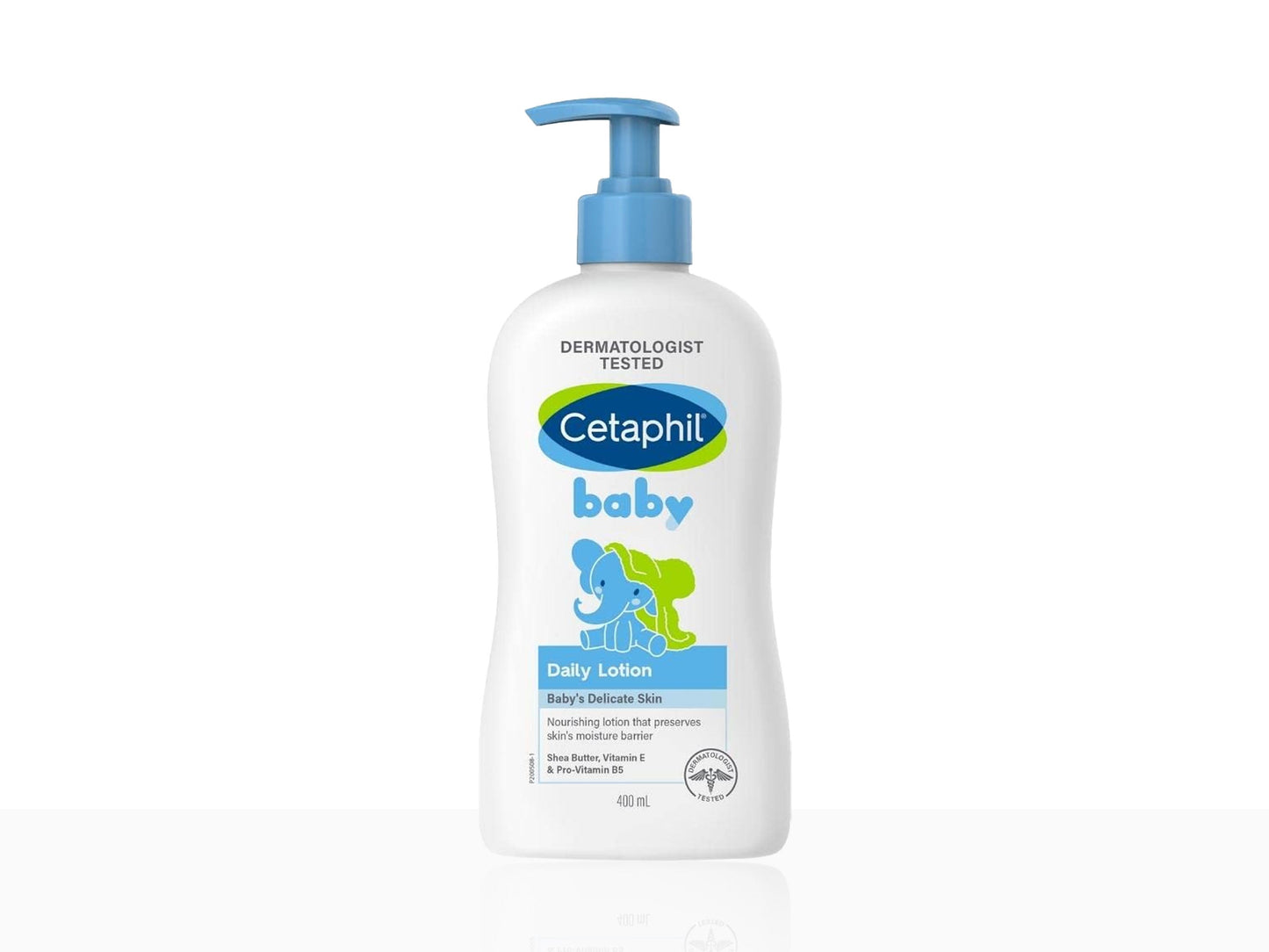 Cetaphil baby daily lotion bottle on a white background