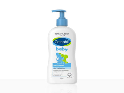 Cetaphil baby daily lotion bottle on a white background