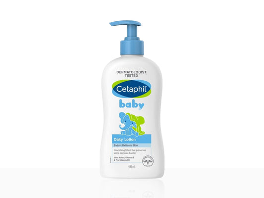 Cetaphil baby daily lotion bottle on a white background
