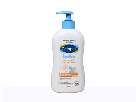Cetaphil baby lotion bottle on a white background
