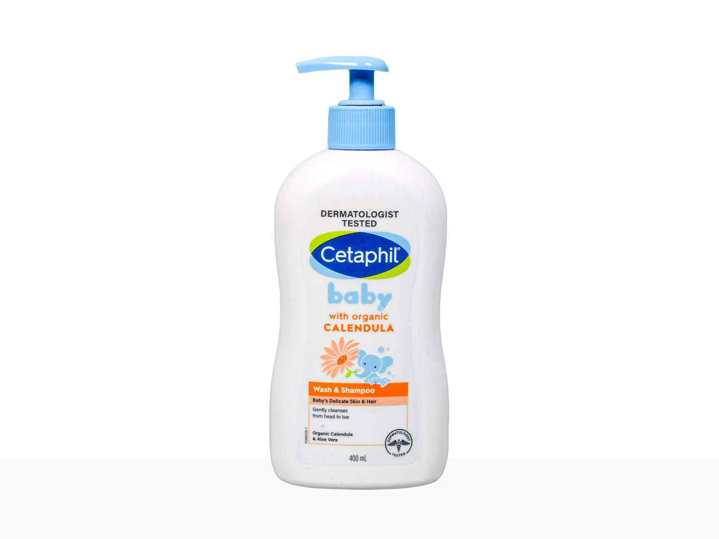 Cetaphil baby bottle with pump on a white background
