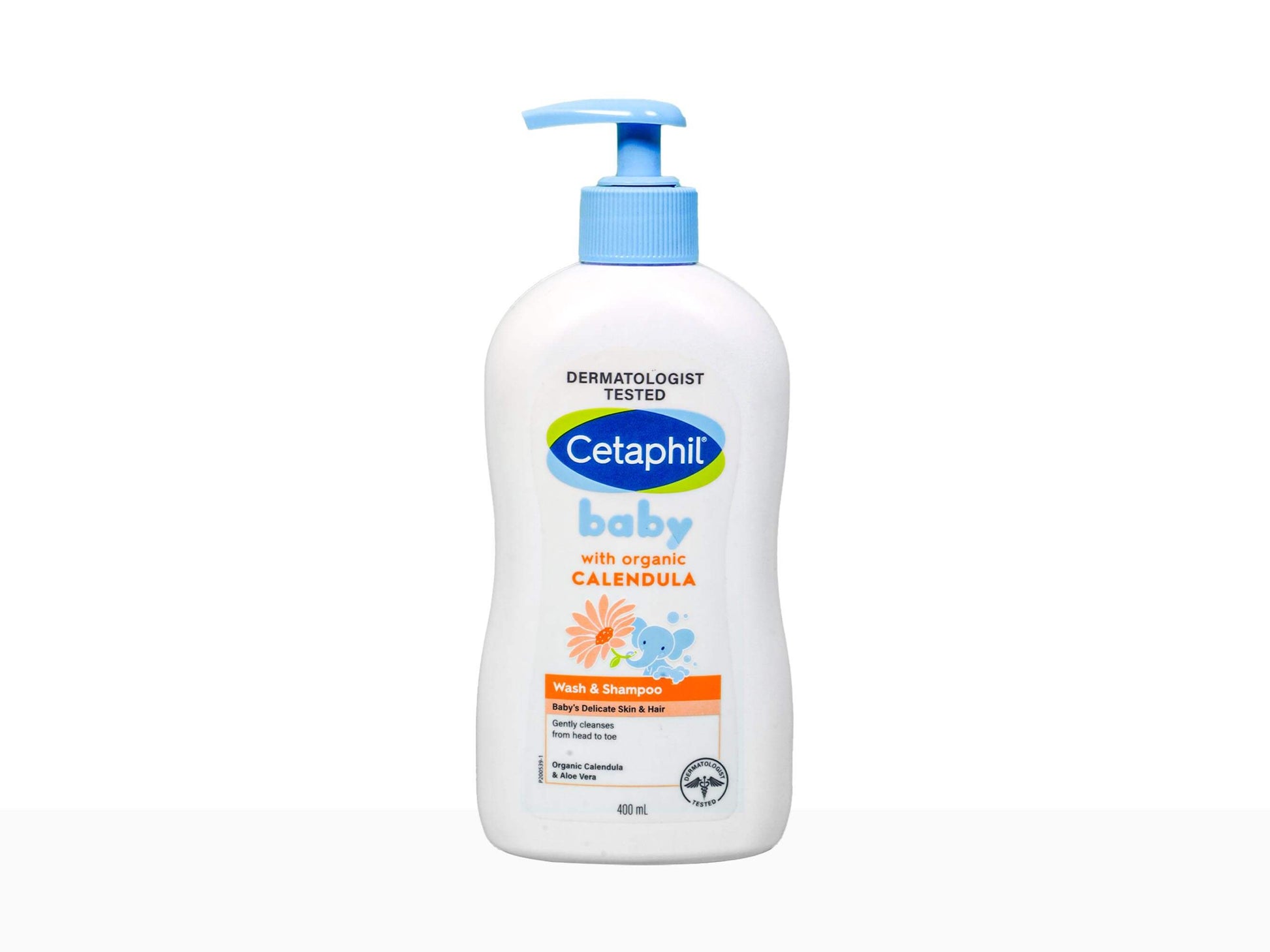 Cetaphil baby bottle with pump on a white background