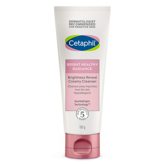 A tube of Cetaphil Bright Healthy Radiance Brightness Reveal Creamy Cleanser, 100 gm.