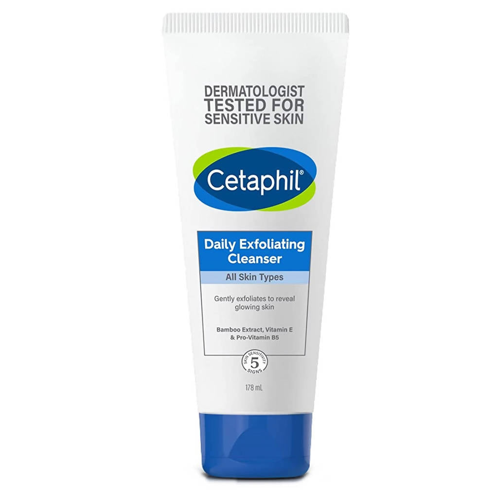Cetaphil Daily Exfoliating Cleanser tube on a white background