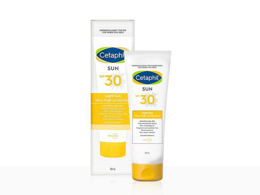 Cetaphil sunscreen tube and packaging on a white background