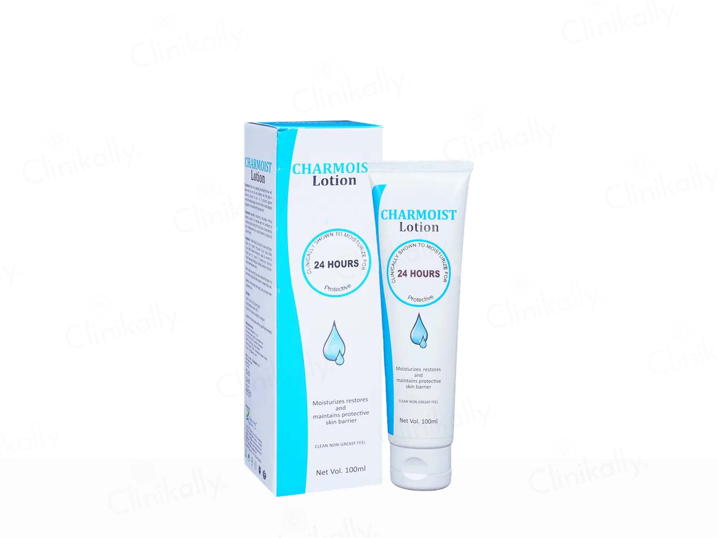 Charmois lotion packaging with bottle on a white background