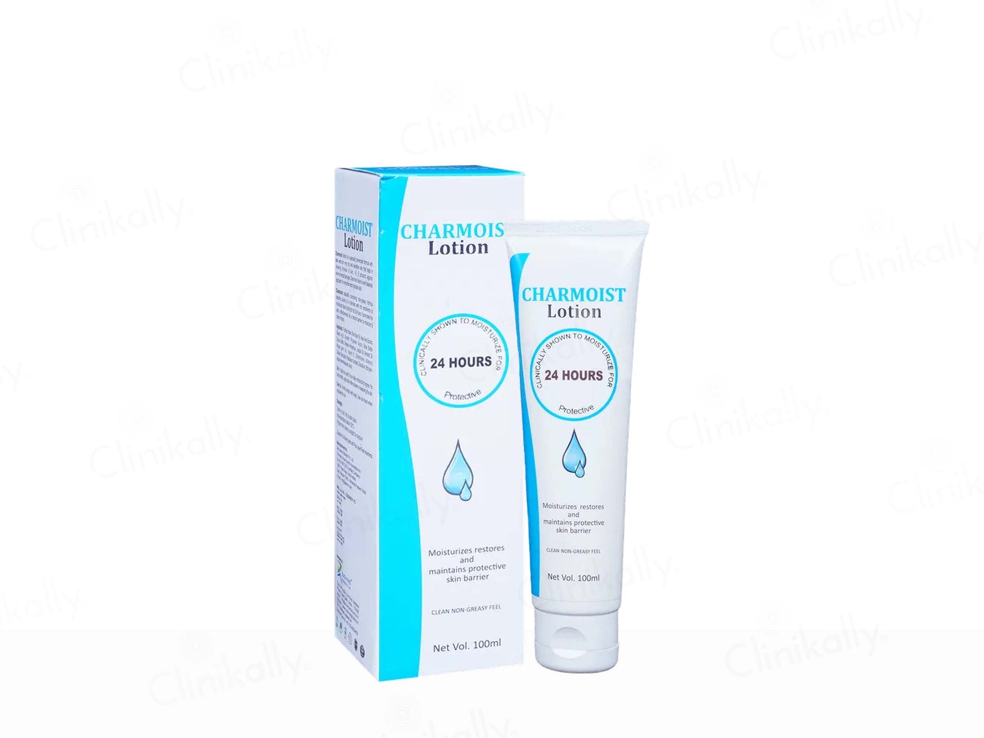 Charmois lotion packaging with bottle on a white background