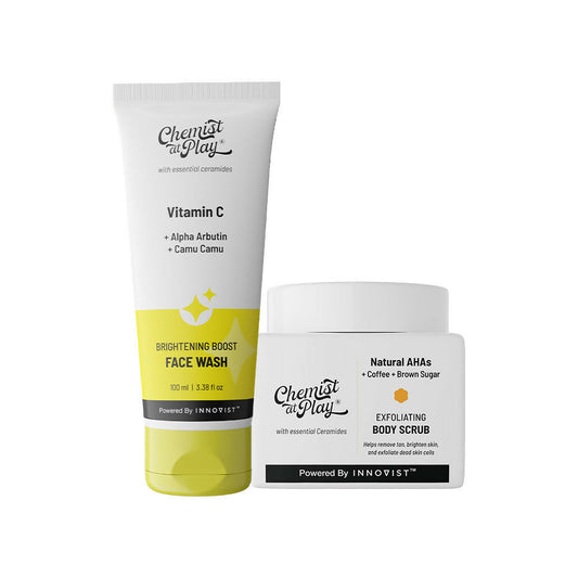 Two skincare products from Chemist at Play on a white background
