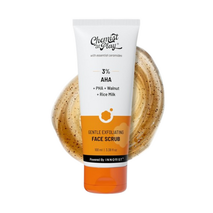 Tube of Chemist at Play Gentle Exfoliating Face Scrub with scrub on top