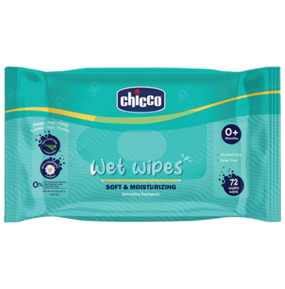Pack of Chicco wet wipes on a white background