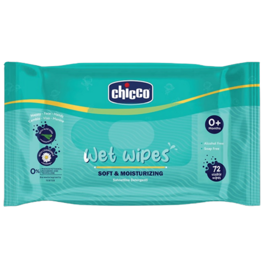 Pack of Chicco wet wipes on a white background